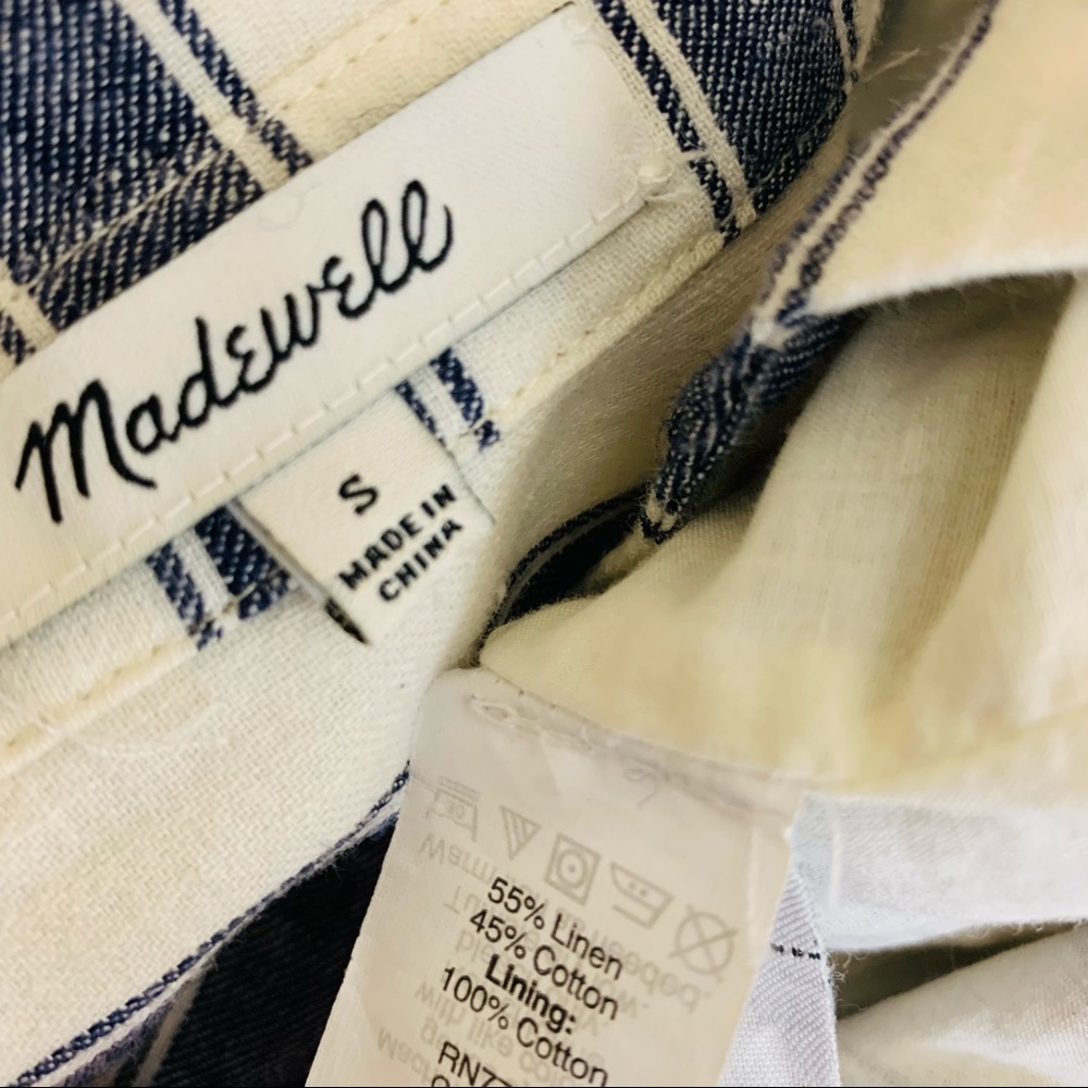 Madewell Striped Lace Up Linen Blend Shirt Dress S - Picture 12 of 12